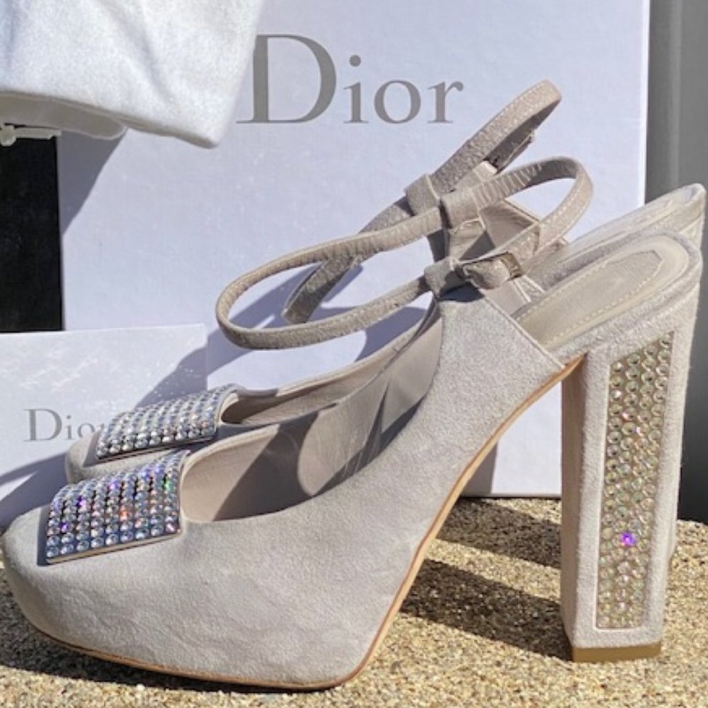 SOLD ❤️ DIOR Lavender Suede Crystal Embellished Platform - Picture 11 of 11